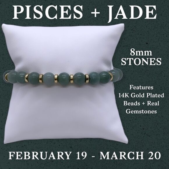 NWT Wool + Pepper Co. Pisces + Jade Bracelet - zodiac x gemstone collection - Picture 4 of 9